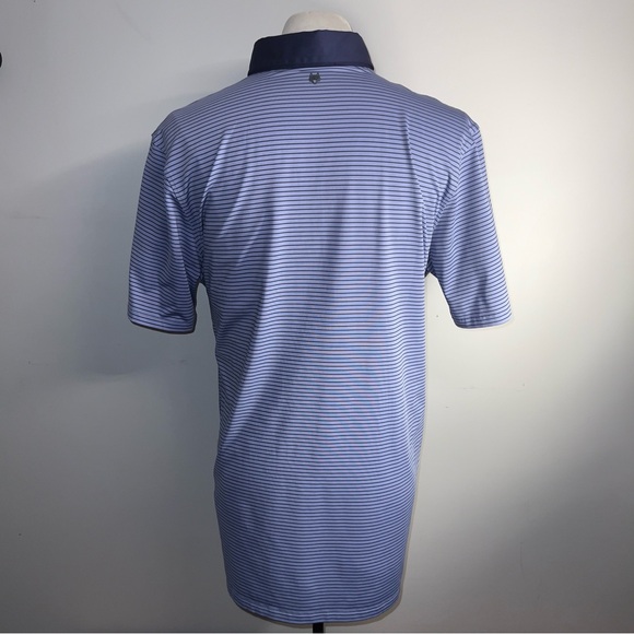 Greyson Performance Polo Mens XL Purple Blue striped Royal Turks and Caicos. - Picture 6 of 7